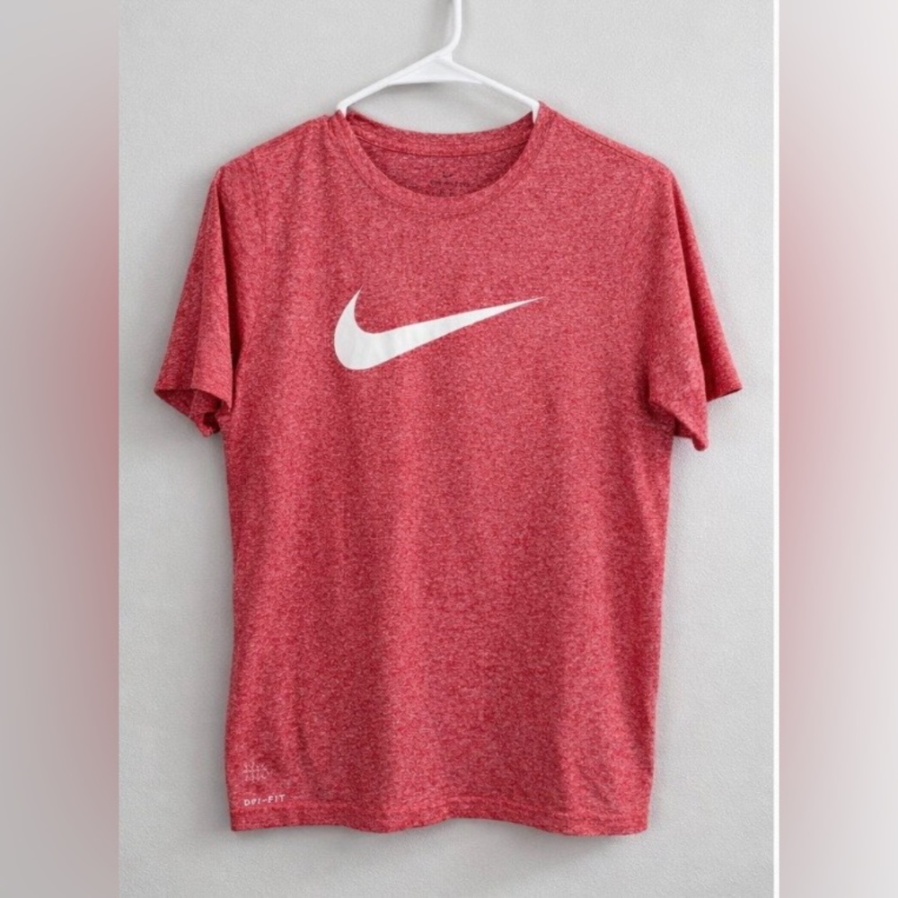 Nike Dri-FIT “The Nike Tee” Heathered Red Swoosh T-Shirt Medium